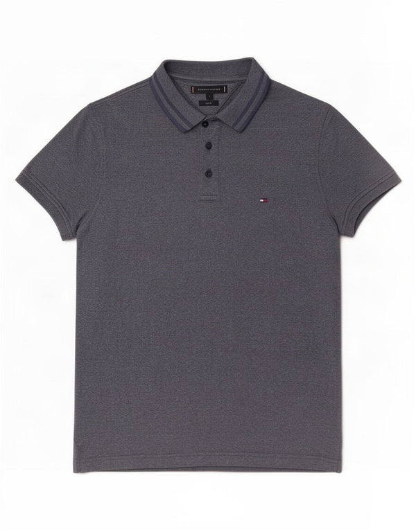 Tommy Hilfiger Mens Slim Fit Polo Shirt Large Navy Blue Cotton