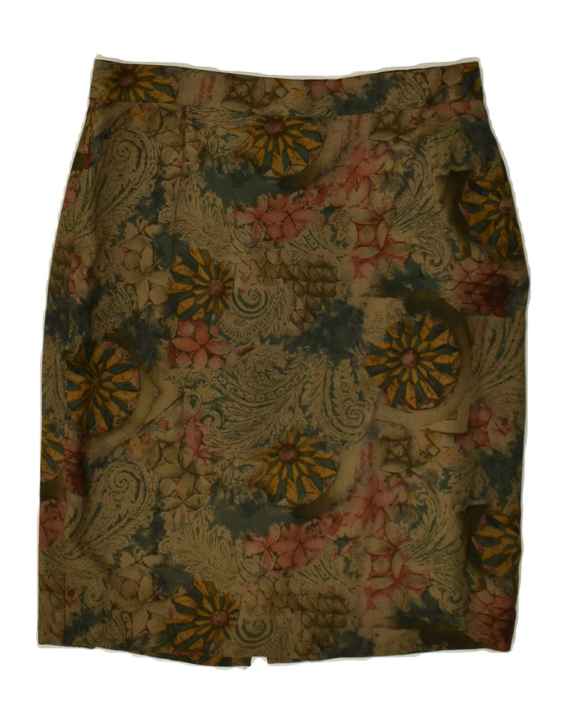 VINTAGE Womens High Waist Pencil Skirt IT 46 Large W28  Khaki Floral | Vintage Vintage | Thrift | Second-Hand Vintage | Used Clothing | Messina Hembry 