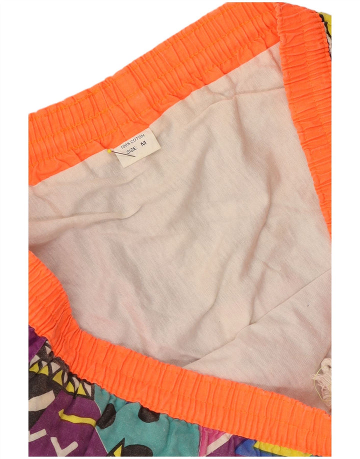 Vintage Mens Shorts Medium W32 Purple Geometric Cotton