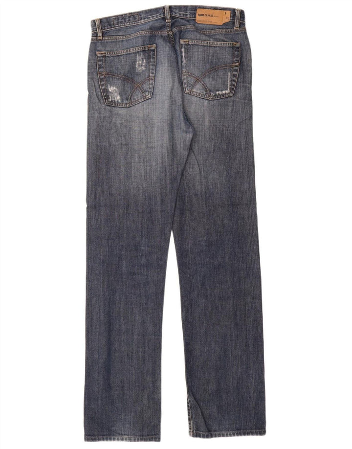 Gas Mens Straight Jeans W33 L34 Blue Cotton