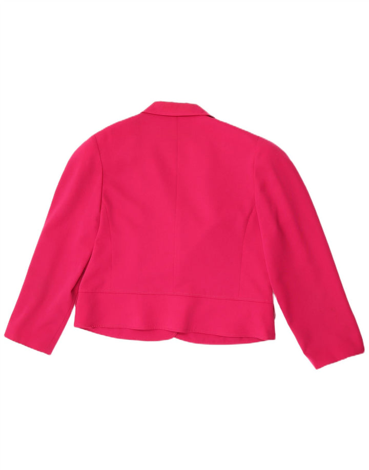 Yarell Womens Crop 3/4 Sleeve 2 Button Blazer Jacket UK 18 XL Pink