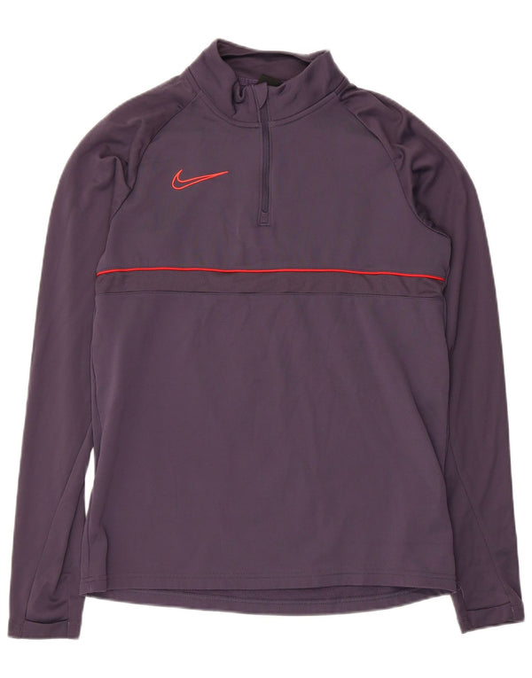 Nike Mens Dri Fit Zip Neck Pullover Tracksuit Top Small Purple Polyester