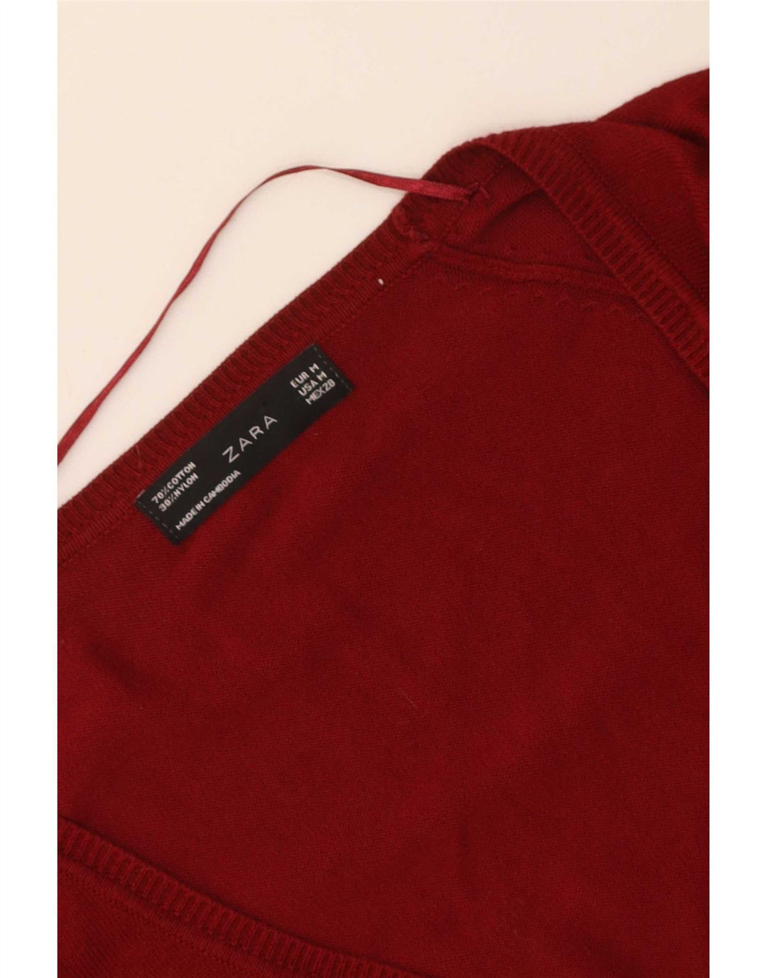 Zara Womens Cardigan Sweater UK 12 Medium Red Cotton