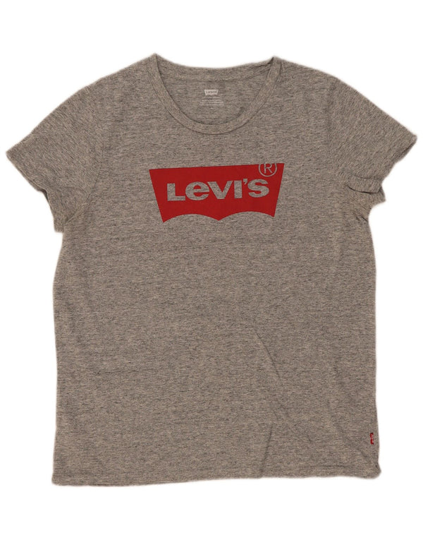 Levi's Womens Graphic T-Shirt Top UK 12 Medium Grey