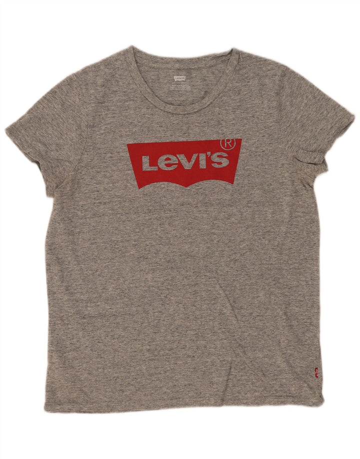 Levi's Womens Graphic T-Shirt Top UK 12 Medium Grey