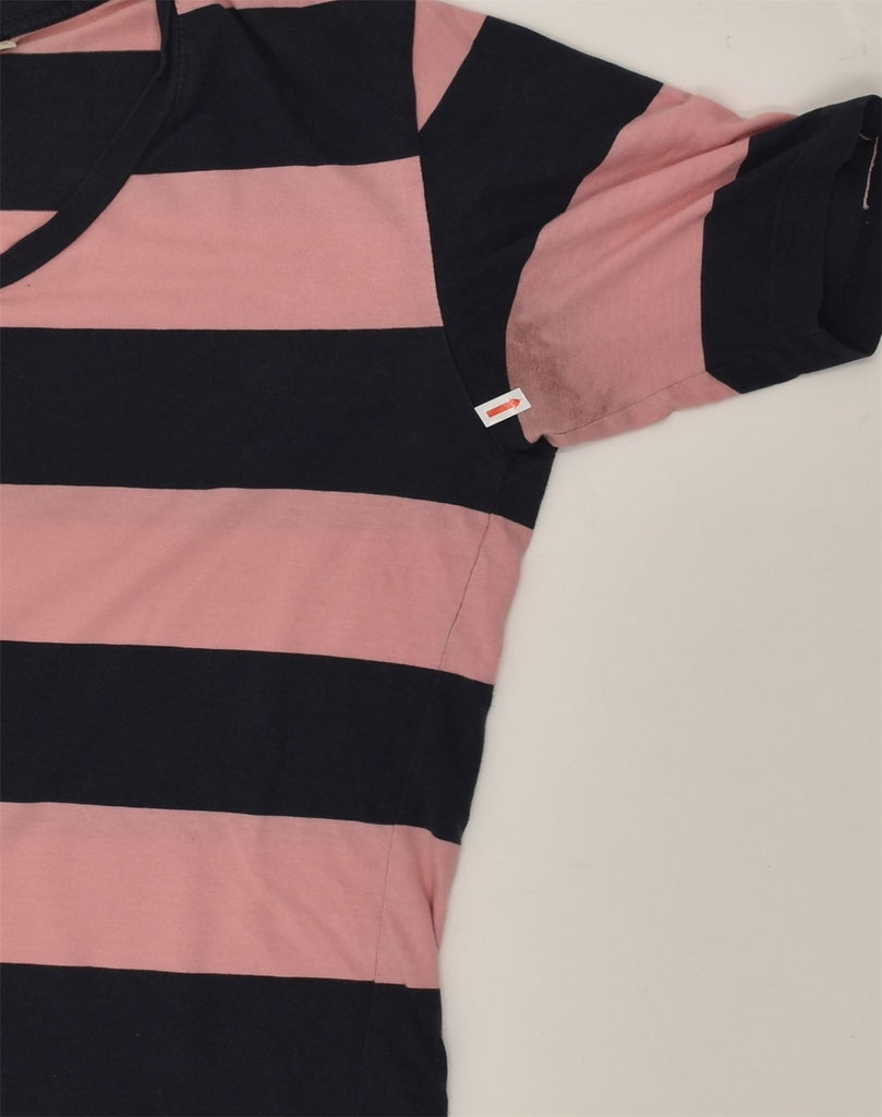 JACK WILLS Womens T-Shirt Top UK 10 Small Pink Striped Cotton | Vintage Jack Wills | Thrift | Second-Hand Jack Wills | Used Clothing | Messina Hembry 