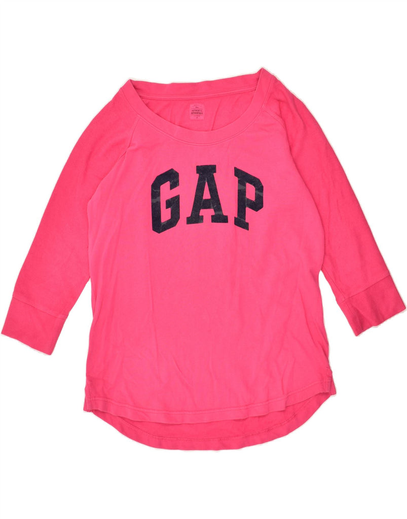 GAP Womens Graphic Top 3/4 Sleeve UK 14 Medium Pink Cotton | Vintage Gap | Thrift | Second-Hand Gap | Used Clothing | Messina Hembry 