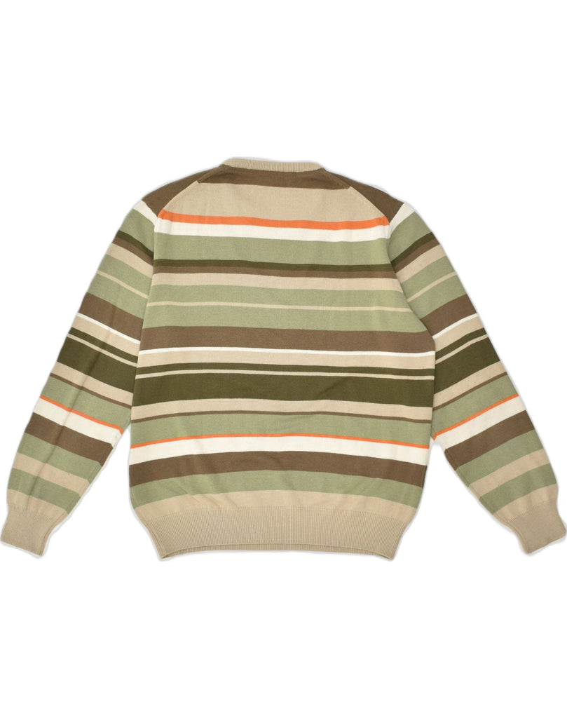 IL GRANCHIO Mens Crew Neck Jumper Sweater IT 50 Medium Beige Striped | Vintage Il Granchio | Thrift | Second-Hand Il Granchio | Used Clothing | Messina Hembry 