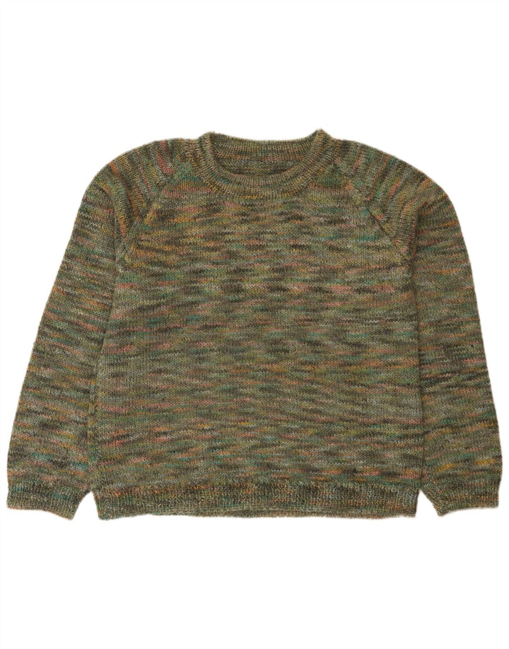 Vintage Mens Crew Neck Jumper Sweater Medium Green Flecked