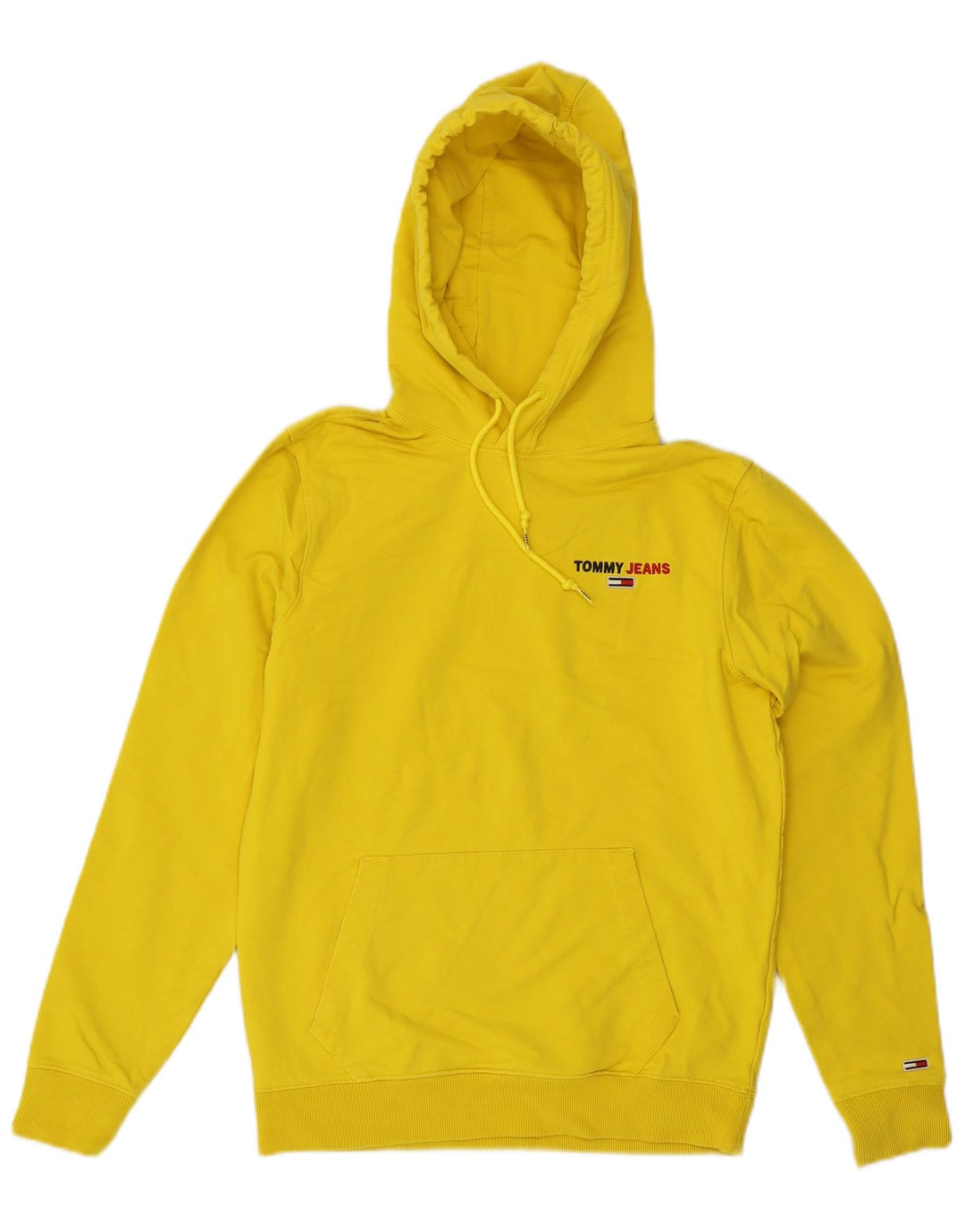 TOMMY HILFIGER Mens Hoodie Jumper Small Yellow Cotton