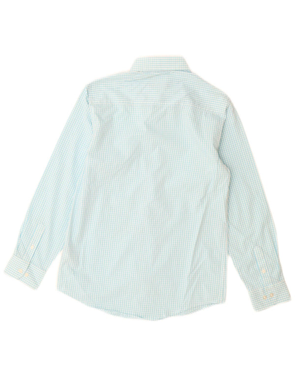 Izod Boys Stretch Shirt 14-15 Years Large Blue Gingham Cotton
