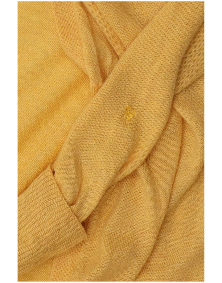 FAT FACE Womens Longline Open Cardigan Sweater UK 14 Medium  Yellow Wool