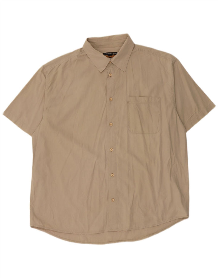 WRANGLER Mens Short Sleeve Shirt 2XL Beige Cotton