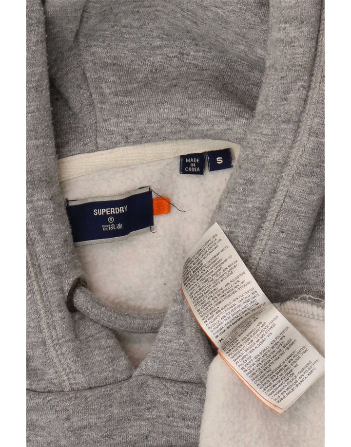 Superdry Mens Hoodie Jumper Small Grey Flecked Cotton