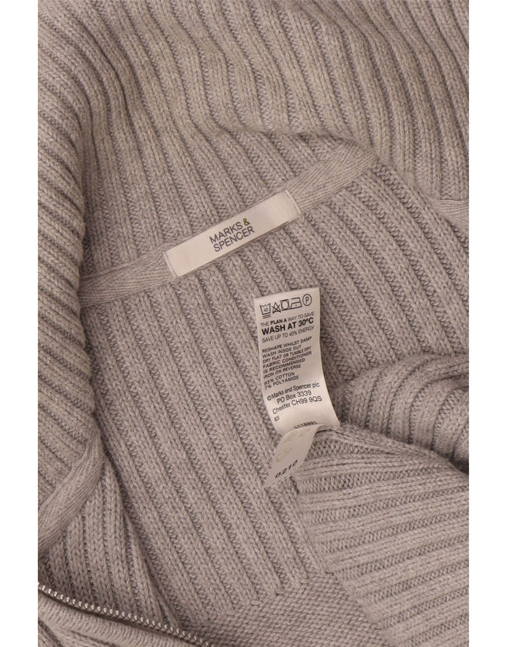 Marks & Spencer Womens Cardigan Sweater UK 14 Large Grey Cotton