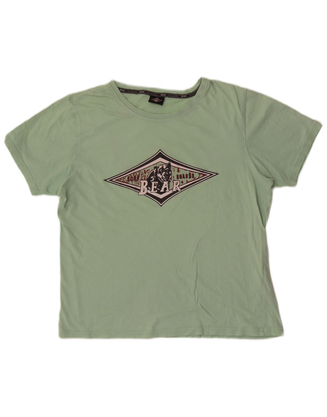 Bear Mens Graphic T-Shirt Top Medium Green