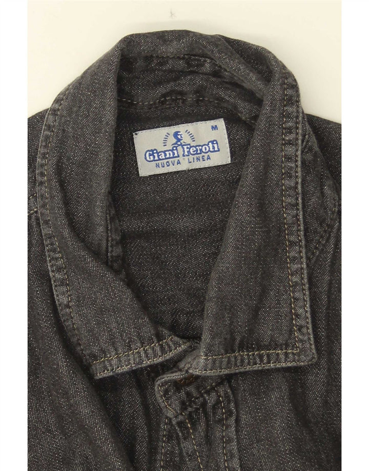 Giani Feroti Mens Short Sleeve Denim Shirt Medium Black