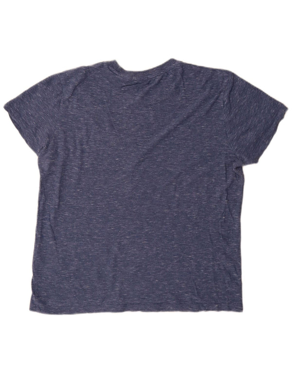 Superdry Mens T-Shirt Top Large Navy Blue Flecked Cotton