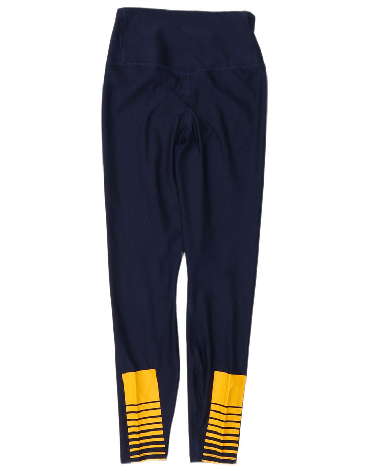 NIKE Womens Dri Fit Leggings UK 12 Medium Navy Blue Polyester