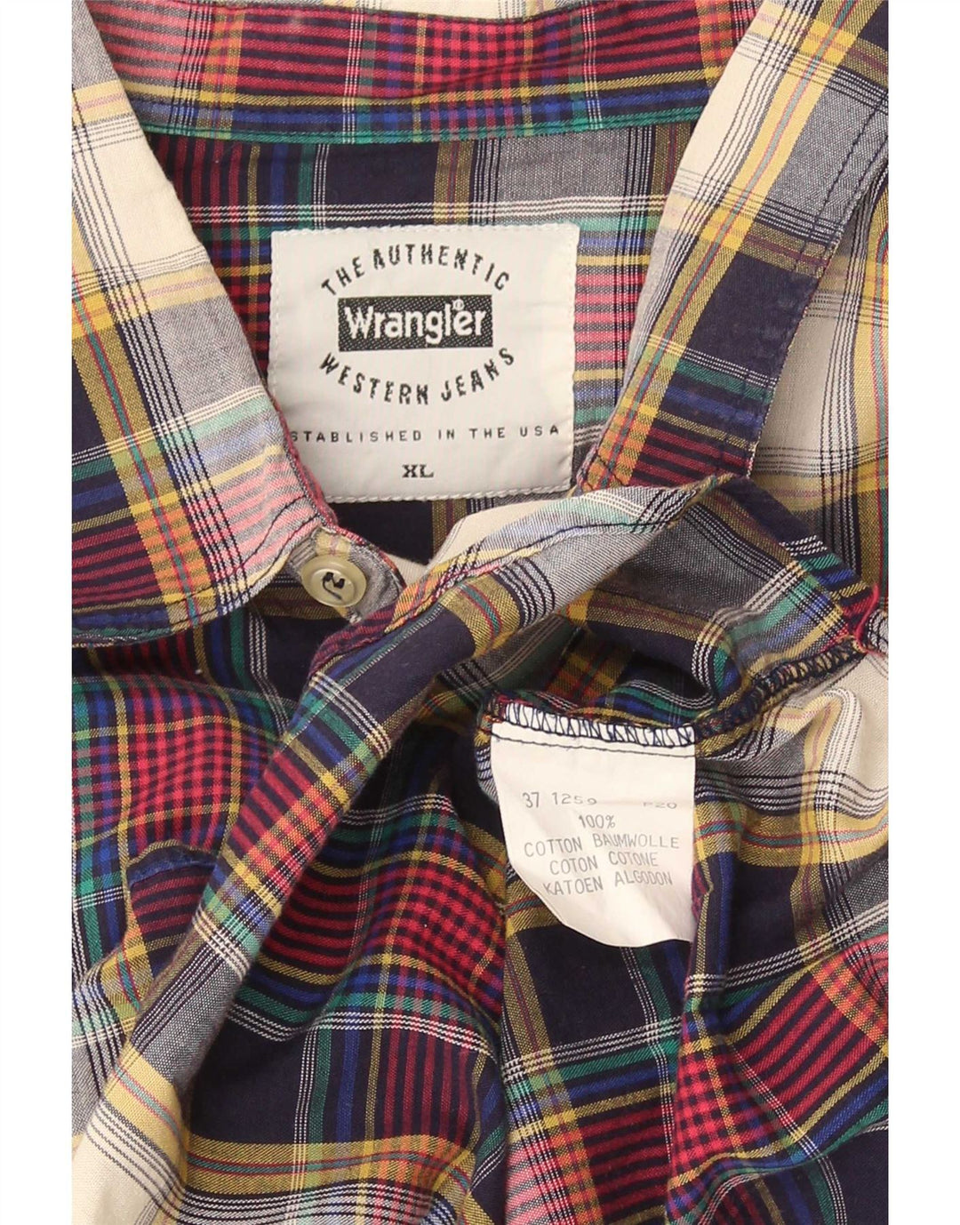 Wrangler Boys Flannel Shirt 15-16 Years XL Multicoloured Check Cotton