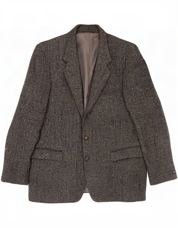 Crescent Mens 2 Button Blazer Jacket UK 38 Medium Grey Herringbone Wool