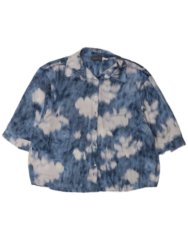 MINT VELVET Womens Short Sleeve Oversized Shirt UK 16 Large Blue Tie Dye