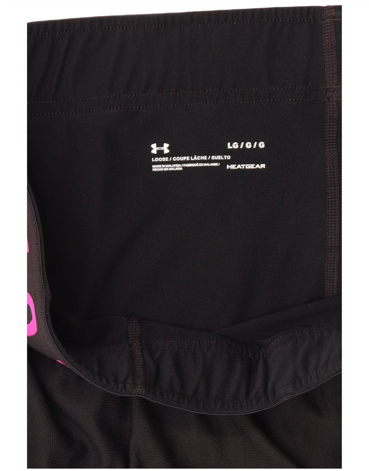 UNDER ARMOUR Womens Heat Gear Sport Shorts UK 14 Large Black Colourblock