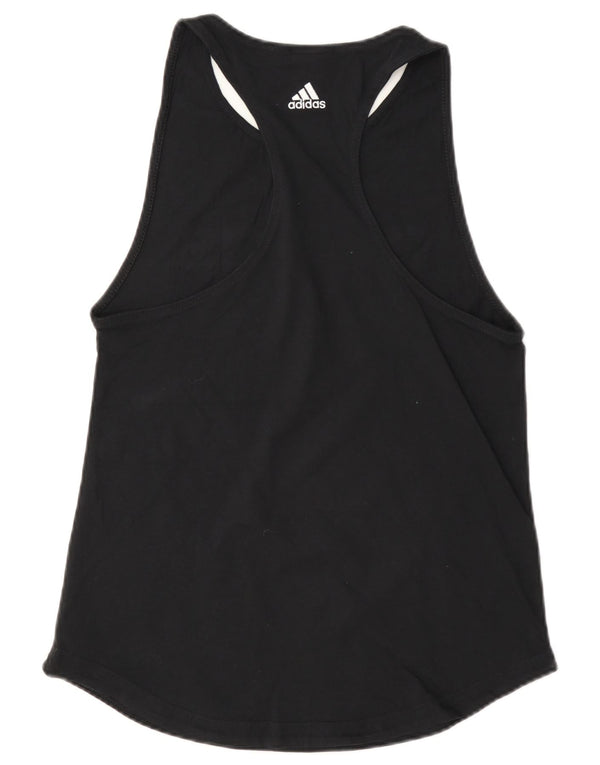 Adidas Womens Graphic Vest Top UK 8/10 Small Black Cotton