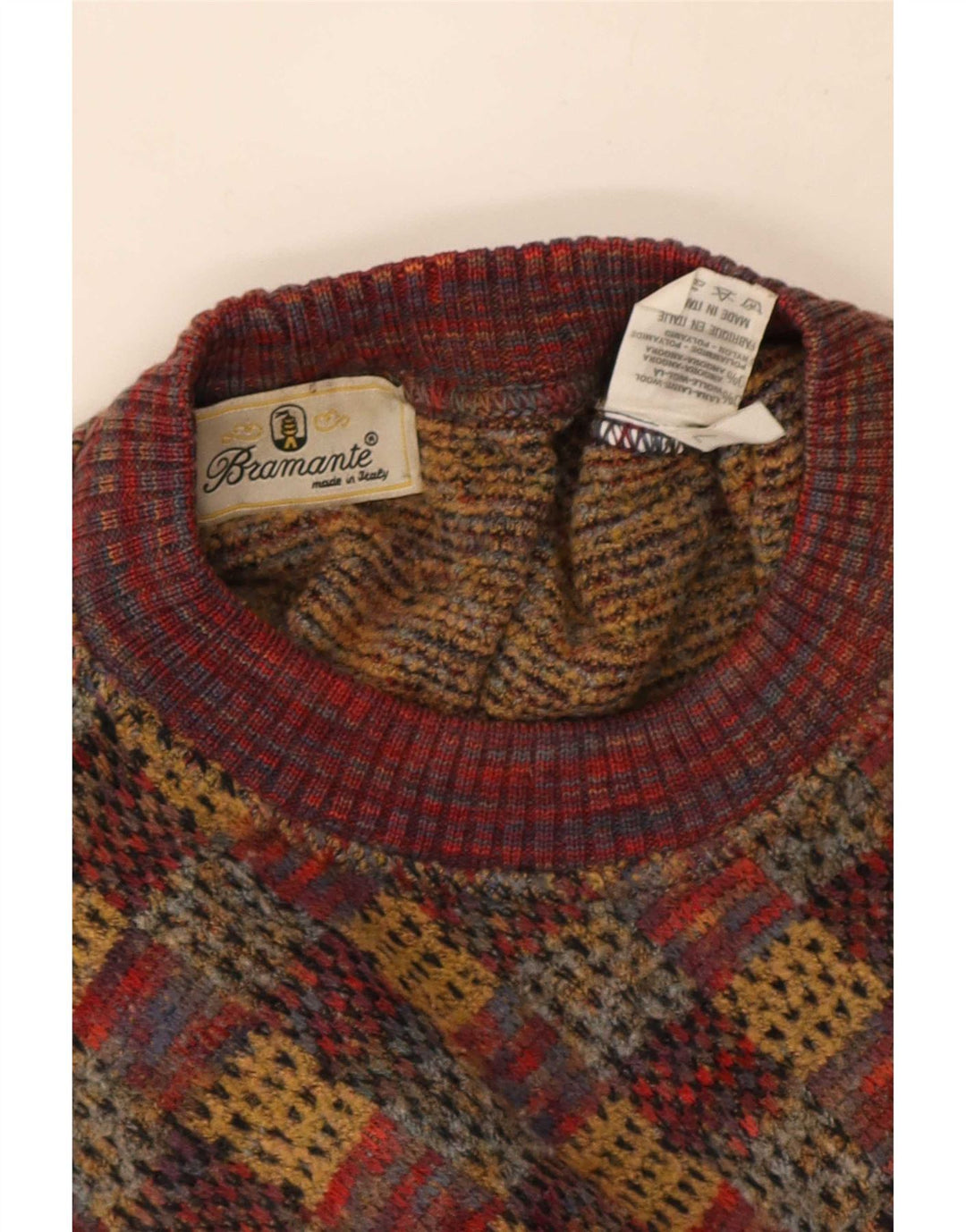 Bramante Mens Crew Neck Jumper Sweater XL Multicoloured Geometric Wool