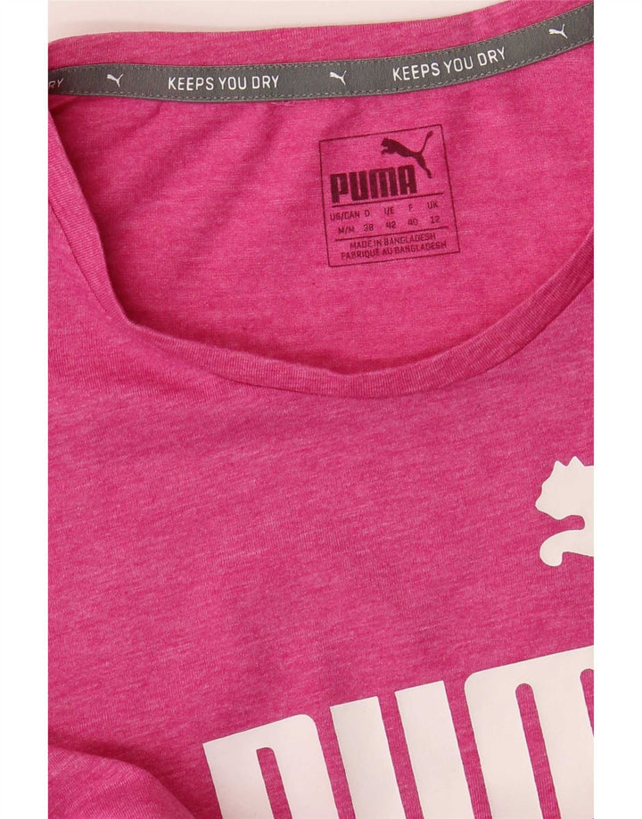 Puma Womens Graphic T-Shirt Top UK 12 Medium Pink