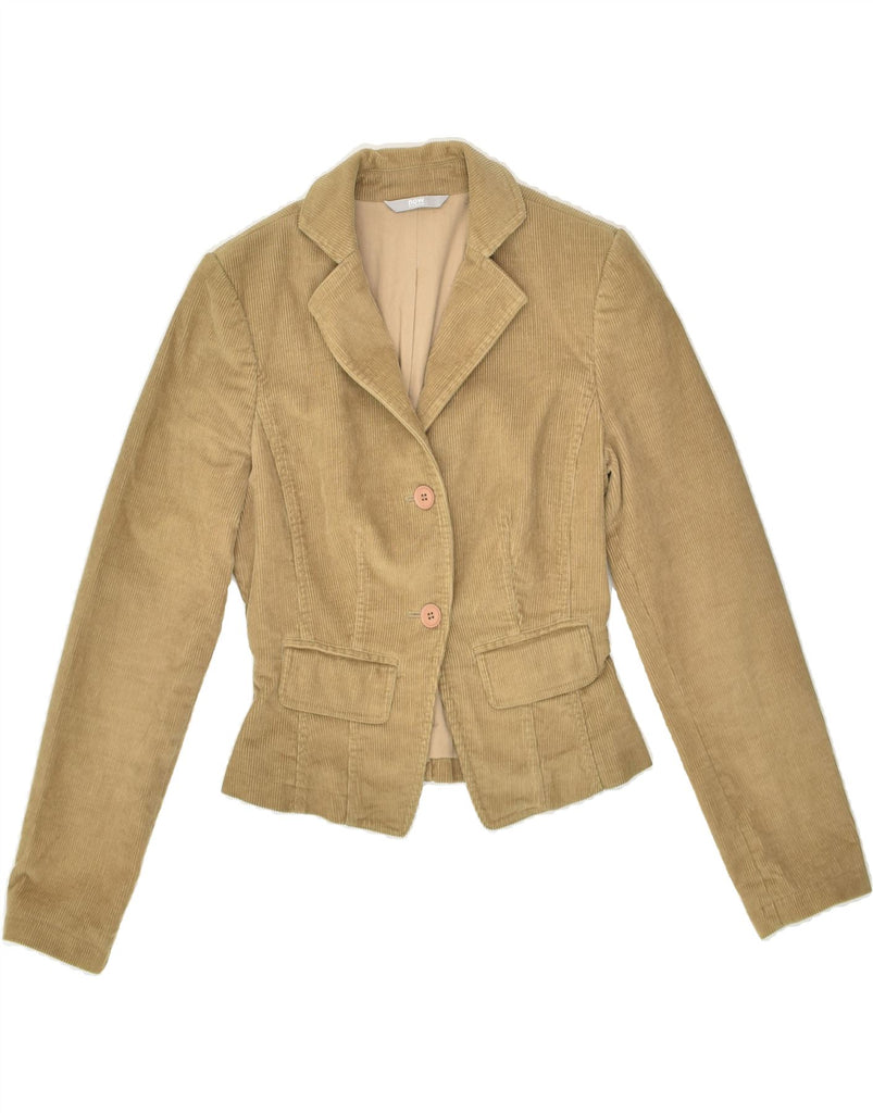 STEFANEL Womens 2 Button Corduroy Blazer Jacket IT 40 Small Beige Cotton | Vintage Stefanel | Thrift | Second-Hand Stefanel | Used Clothing | Messina Hembry 