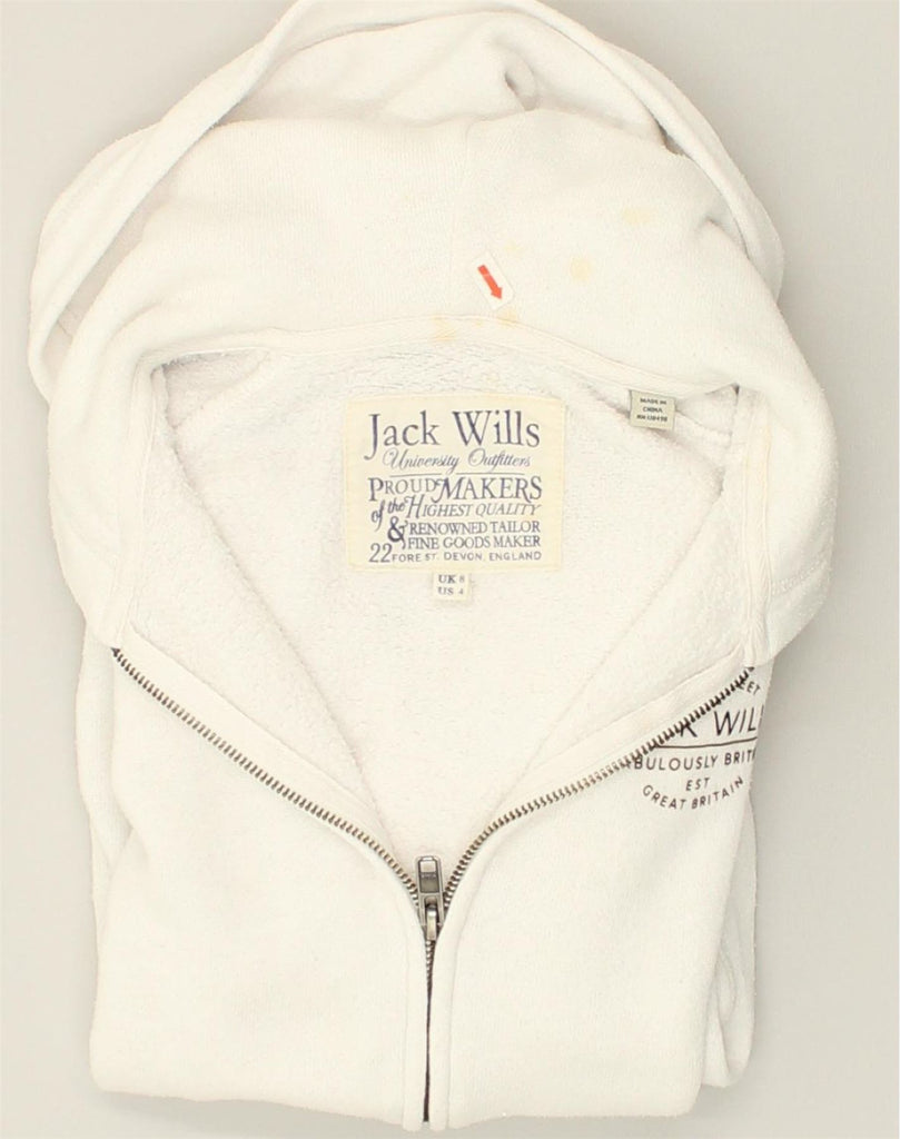 JACK WILLS Womens Zip Hoodie Sweater UK 8 Small  White | Vintage Jack Wills | Thrift | Second-Hand Jack Wills | Used Clothing | Messina Hembry 