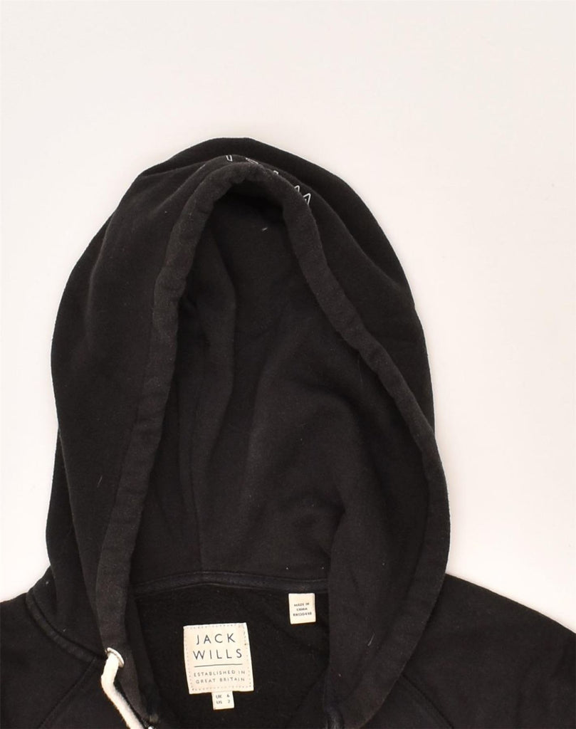 JACK WILLS Womens Zip Hoodie Sweater UK 6 XS Black Cotton | Vintage Jack Wills | Thrift | Second-Hand Jack Wills | Used Clothing | Messina Hembry 