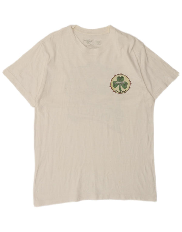 Hard Rock Cafe Mens Dublin Graphic T-Shirt Top Medium White Cotton