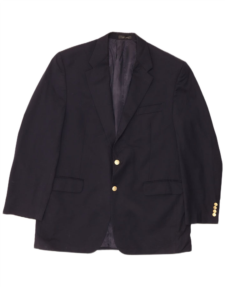 Chaps Mens 2 Button Blazer Jacket UK 44 2XL Navy Blue Wool