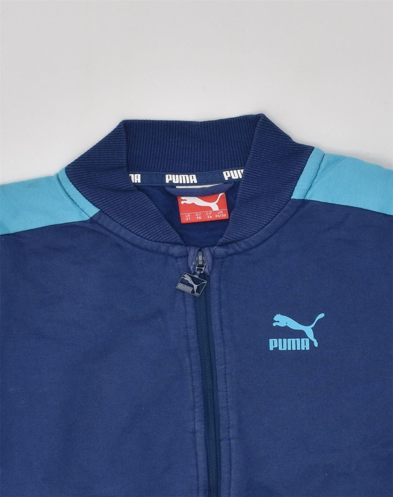 PUMA Boys Tracksuit Top Jacket 2-3 Years Navy Blue Colourblock Cotton | Vintage Puma | Thrift | Second-Hand Puma | Used Clothing | Messina Hembry 