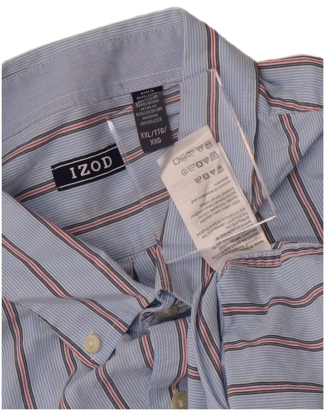 IZOD Mens Shirt 2XL Blue Pinstripe Cotton