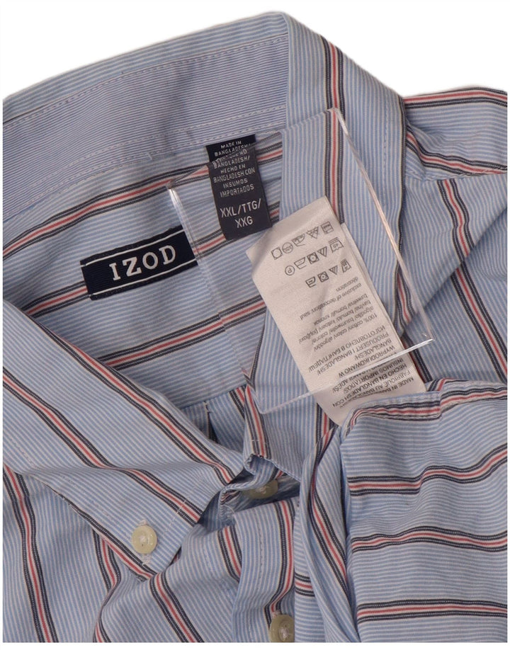 IZOD Mens Shirt 2XL Blue Pinstripe Cotton