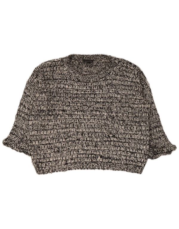 Topshop Womens Crop 3/4 Sleeve Boat Neck Jumper Sweater UK 8 Small Grey