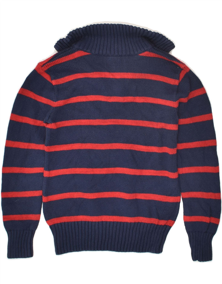 CHAPS Boys Zip Neck Jumper Sweater 7-8 Years Small Navy Blue Striped | Vintage Chaps | Thrift | Second-Hand Chaps | Used Clothing | Messina Hembry 