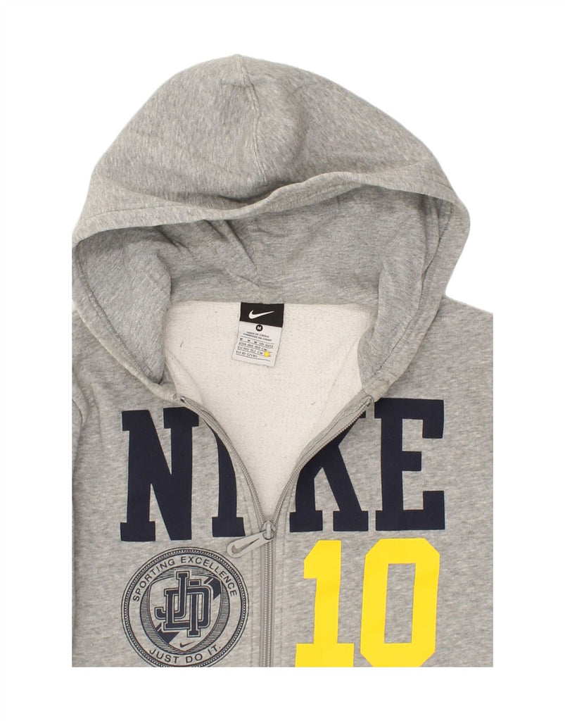 NIKE Boys Graphic Zip Hoodie Sweater 10-11 Years Medium  Grey Cotton Vintage Nike and Second-Hand Nike from Messina Hembry 