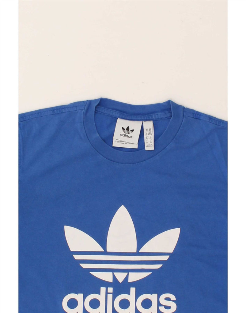 ADIDAS Mens Graphic T-Shirt Top XS Blue Cotton Vintage Adidas and Second-Hand Adidas from Messina Hembry 