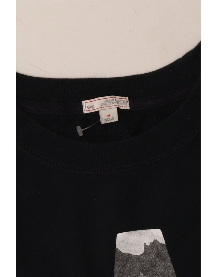 GAP Womens Graphic Sweatshirt Jumper UK 14 Medium Black Floral Cotton Vintage Gap and Second-Hand Gap from Messina Hembry 