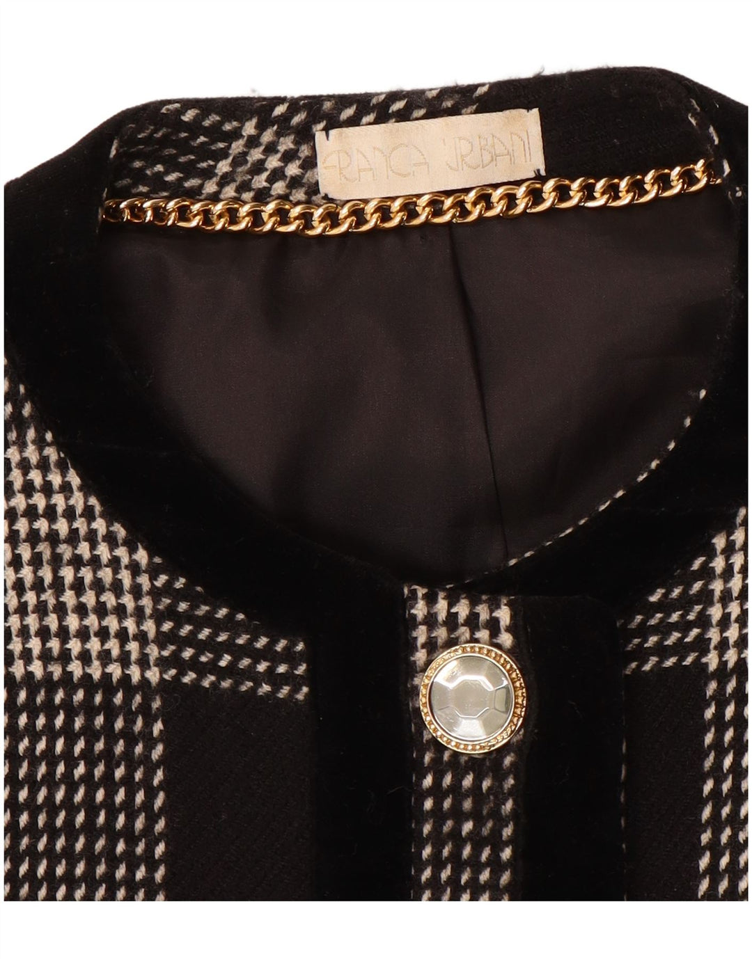 Vintage Womens 5 Button Blazer Jacket UK 14 Medium Black Houndstooth