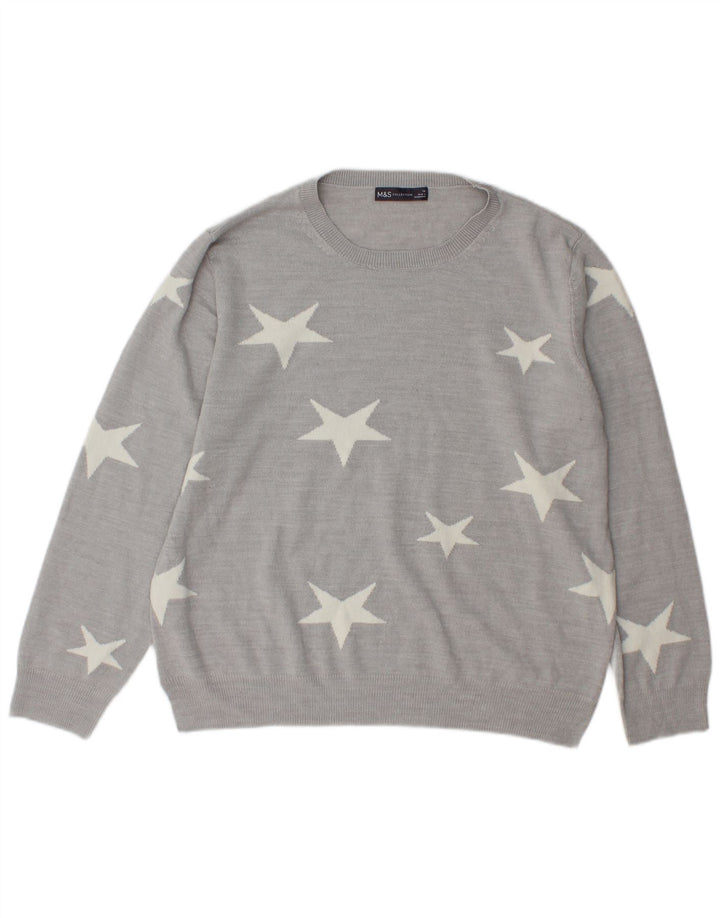 Marks & Spencer Womens Crew Neck Jumper Sweater UK 16 Large Grey