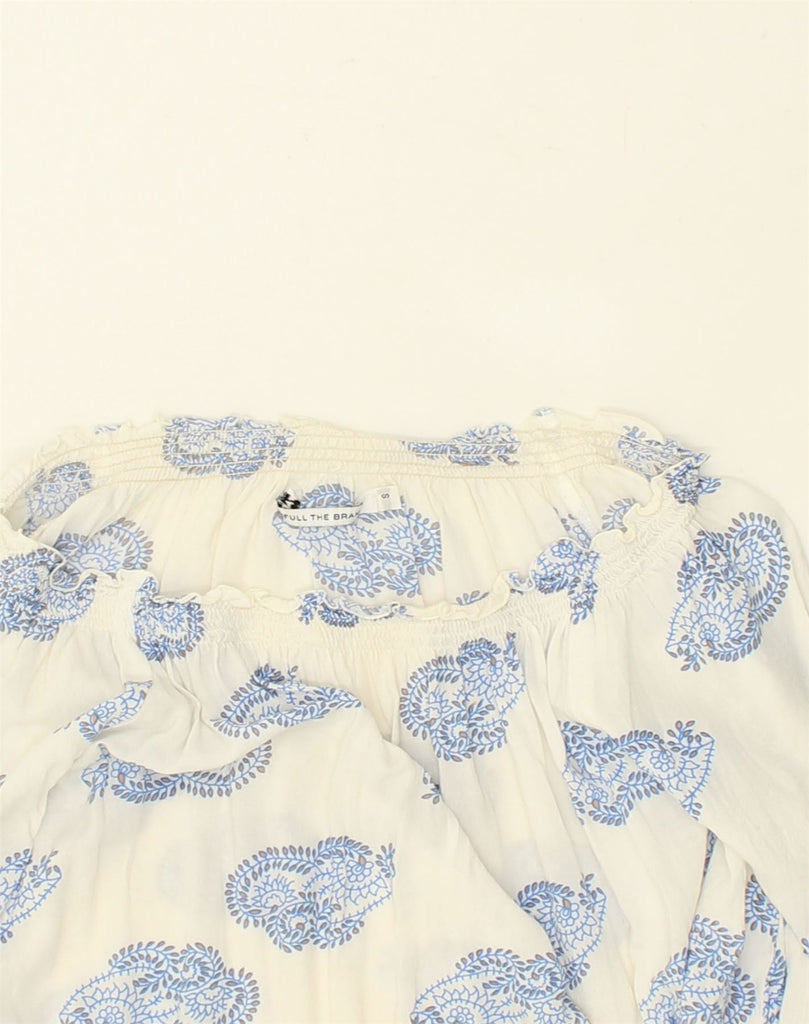 PULL & BEAR Womens Crazy Pattern Blouse Top  UK 10 Small White Floral | Vintage Pull & Bear | Thrift | Second-Hand Pull & Bear | Used Clothing | Messina Hembry 