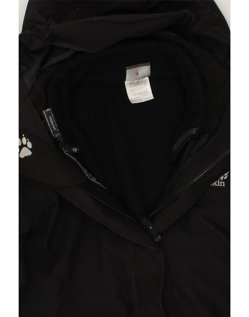 JACK WOLFSKIN Womens Hooded Windbreaker Coat UK 16 Large Black Polyester | Vintage Jack Wolfskin | Thrift | Second-Hand Jack Wolfskin | Used Clothing | Messina Hembry 