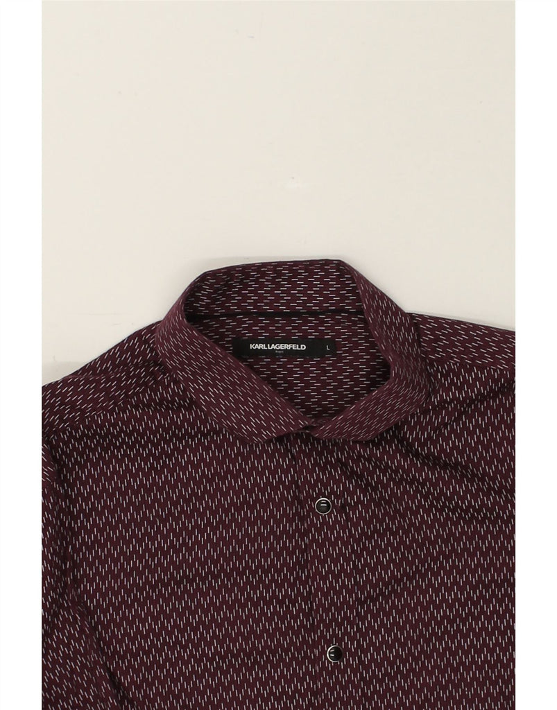 KARL LAGERFELD Mens Shirt Large Maroon Cotton | Vintage Karl Lagerfeld | Thrift | Second-Hand Karl Lagerfeld | Used Clothing | Messina Hembry 