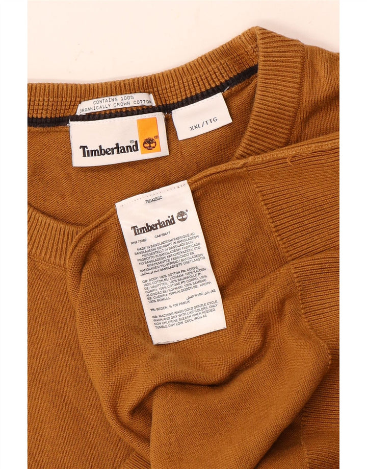 Timberland Mens Crew Neck Jumper Sweater 2XL Brown Cotton