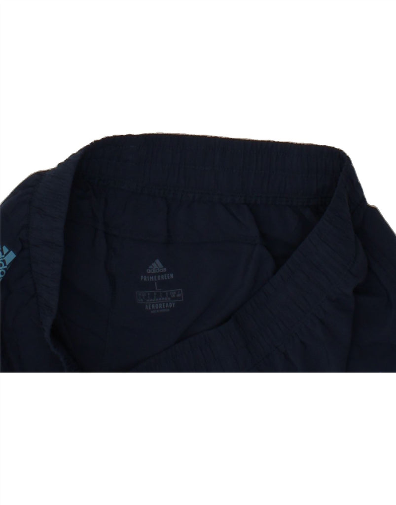 ADIDAS Womens Graphic Sport Shorts UK 16/18 Large  Navy Blue Polyester Vintage Adidas and Second-Hand Adidas from Messina Hembry 